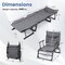 Gray Black 3-in-1 Folding Camping Cot Sofa Chair Chaise Lounge Bed 440lb